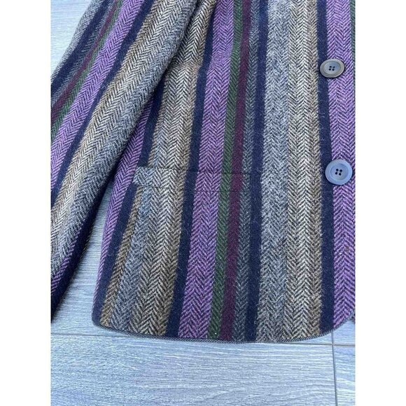KASPER FOR A.S.L.  PETITE Wool Alpaca Blend Stripe women classic jacket Size 10 - Picture 5 of 12